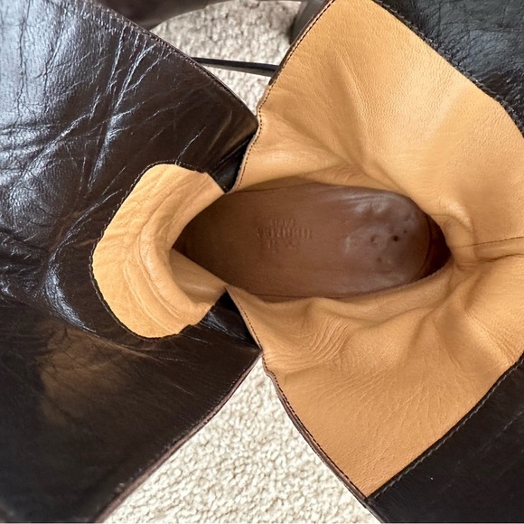 HERMES Brown leather ankle boots in dark brown size 7 - Picture 11 of 12